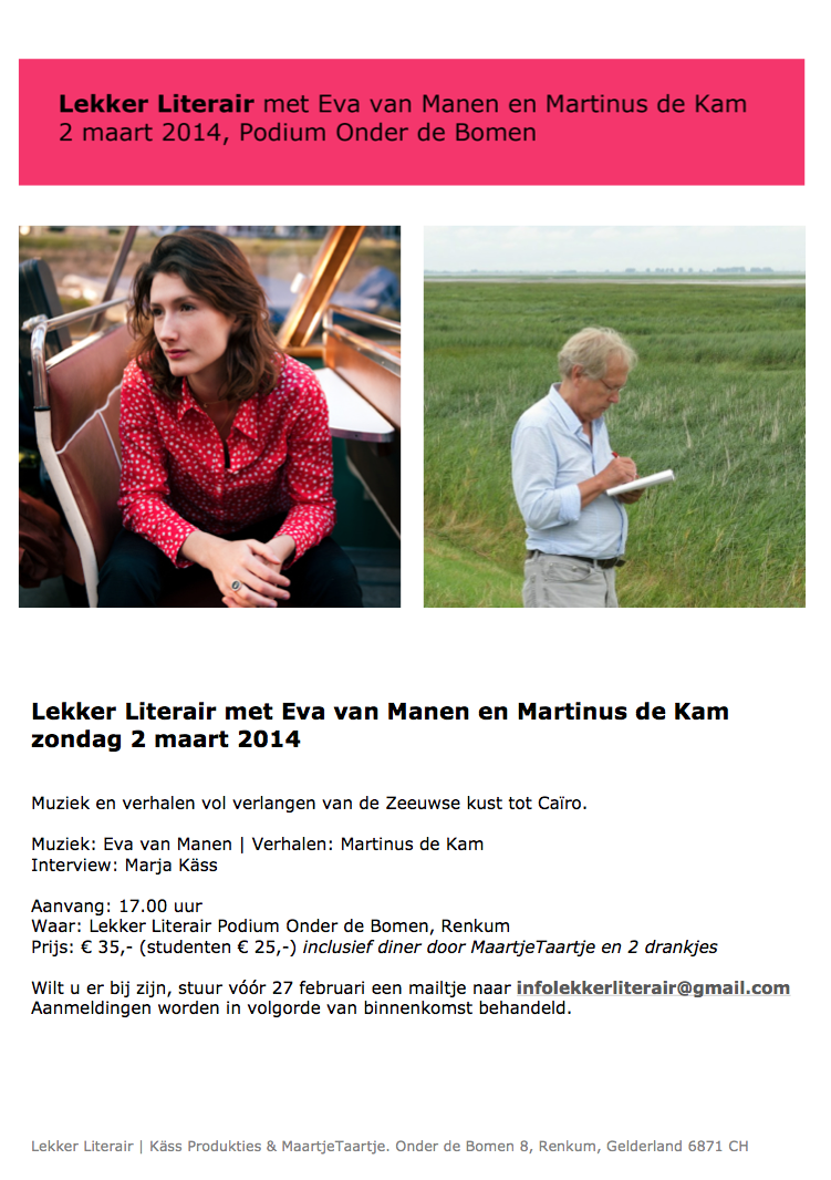 Lekker Literair met Eva van Manen en Martinus de Kam © Lekker Literair Podium Onder de Bomen Kass Produkties MaartjeTaartje